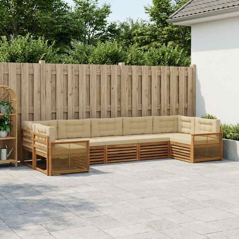 Set de canapele de exterior 7 buc. Natural și Bej