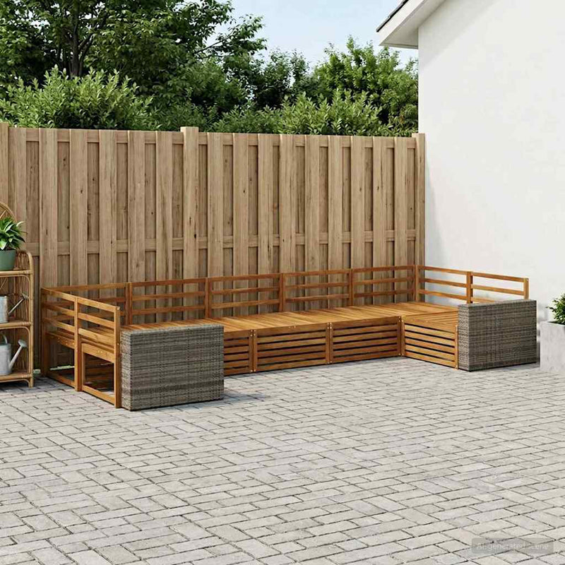 Set de canapele de exterior 7 buc. natural Lemn Solid de Acacia