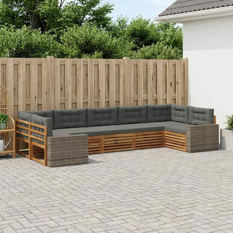 Set de canapele de exterior 7 buc. Natural și Antracit