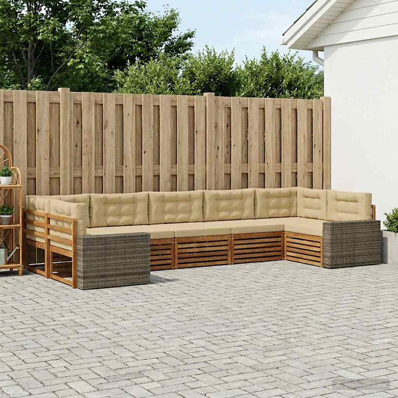 Set de canapele de exterior 7 buc. Natural și Bej