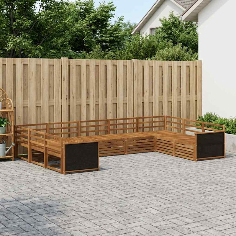 Set de canapele de exterior 9 buc. natural Lemn Solid de Acacia