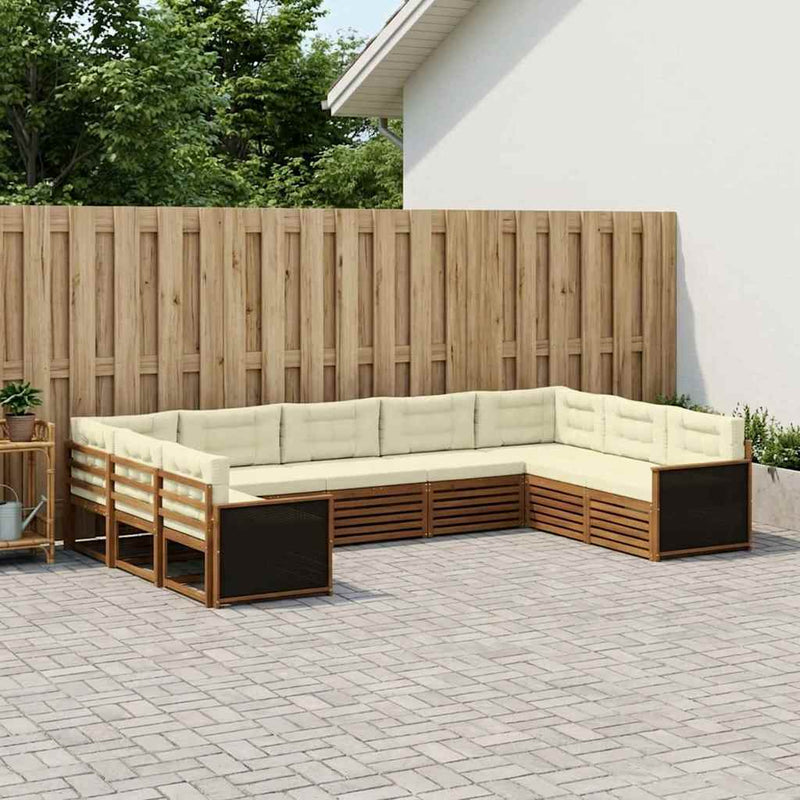 Set de canapele de exterior 9 buc. Natural și Crem