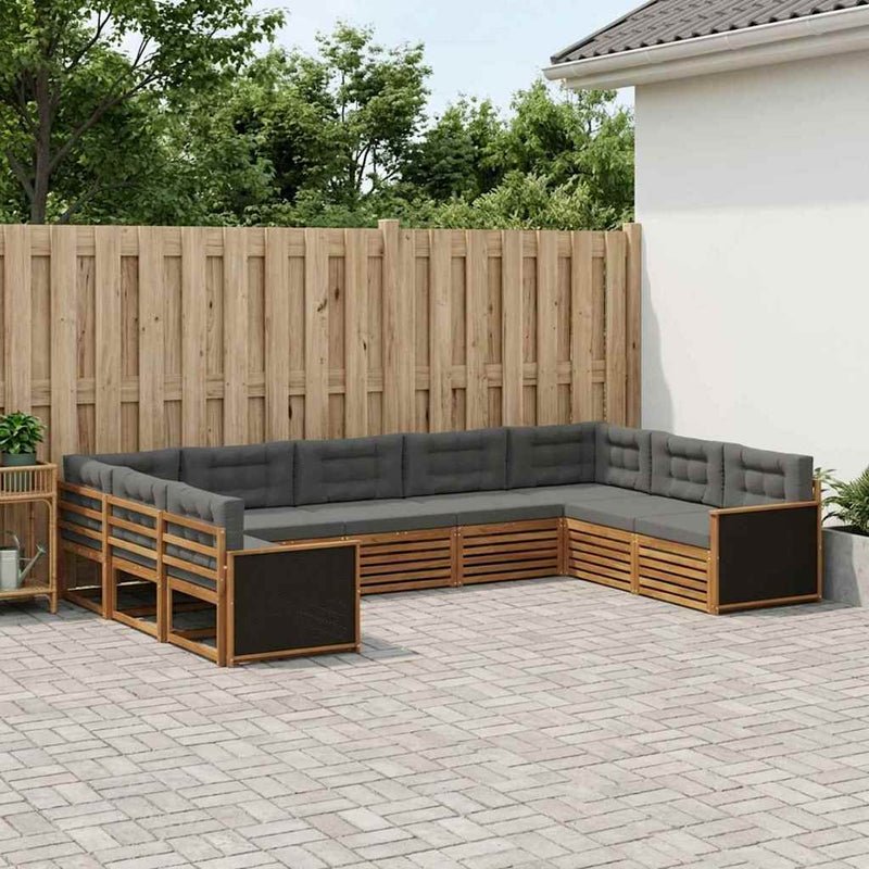 Set de canapele de exterior 9 buc. Natural și Antracit