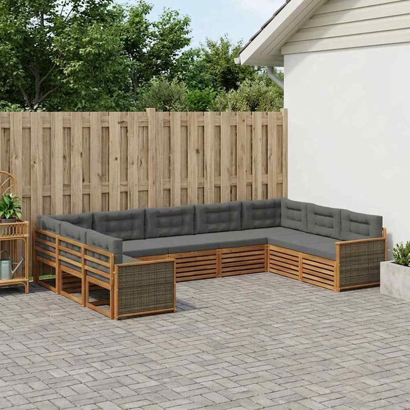 Set de canapele de exterior 9 buc. Natural și Antracit