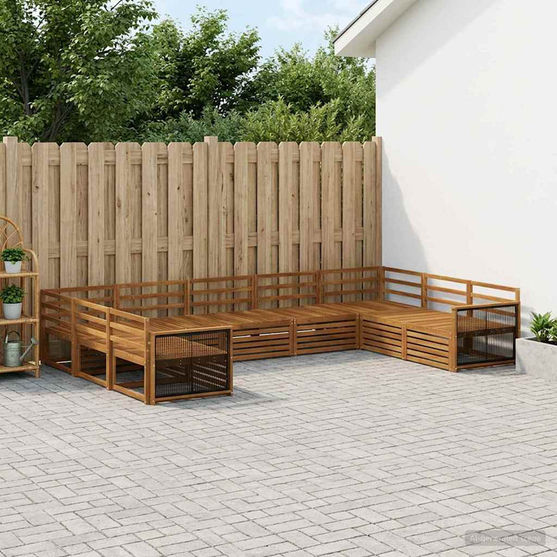 Set de canapele de exterior 9 buc. natural Lemn Solid de Acacia