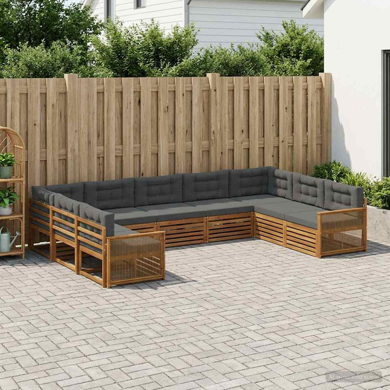 Set de canapele de exterior 9 buc. Natural și Antracit
