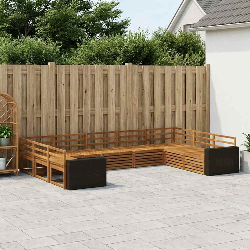 Set de canapele de exterior 9 buc. natural Lemn Solid de Acacia