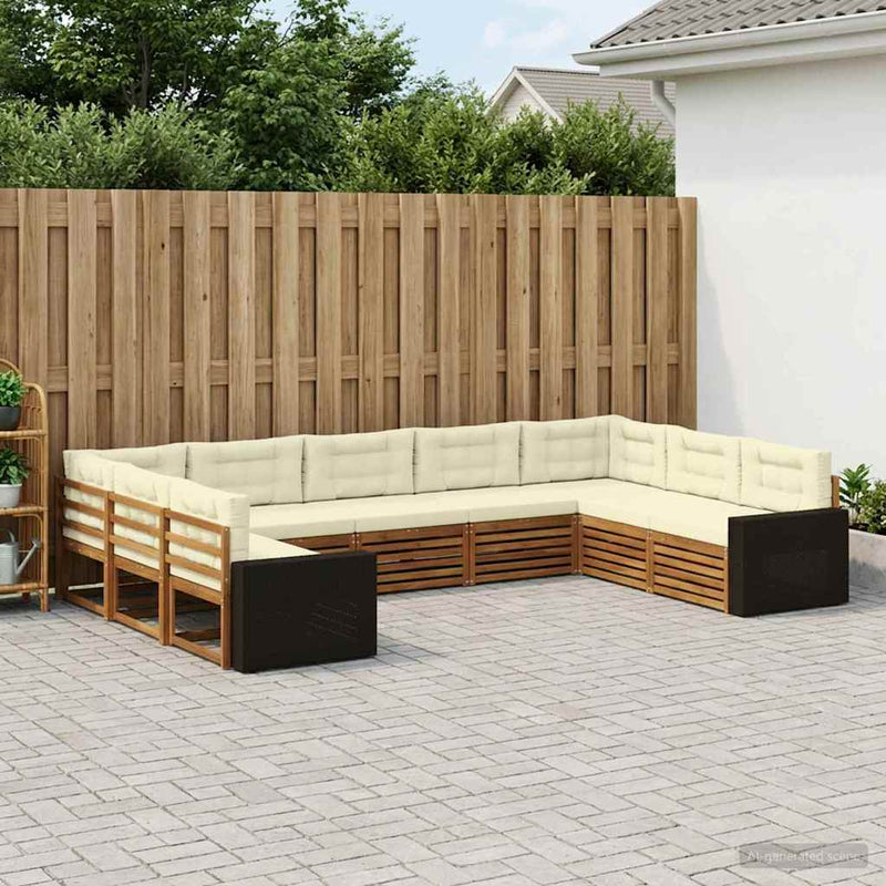 Set de canapele de exterior 9 buc. Natural și Crem