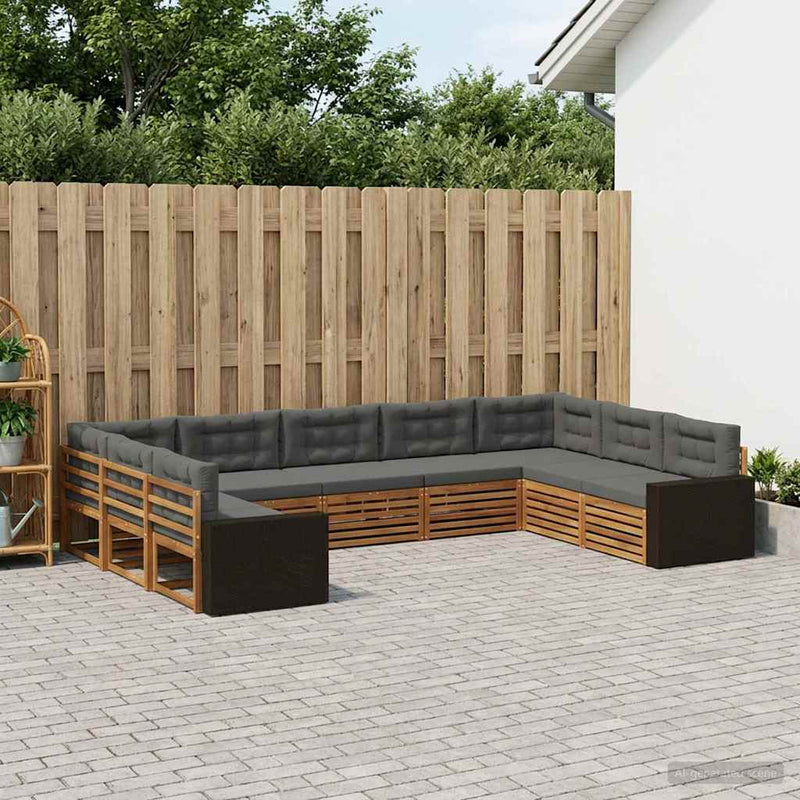 Set de canapele de exterior 9 buc. Natural și Antracit