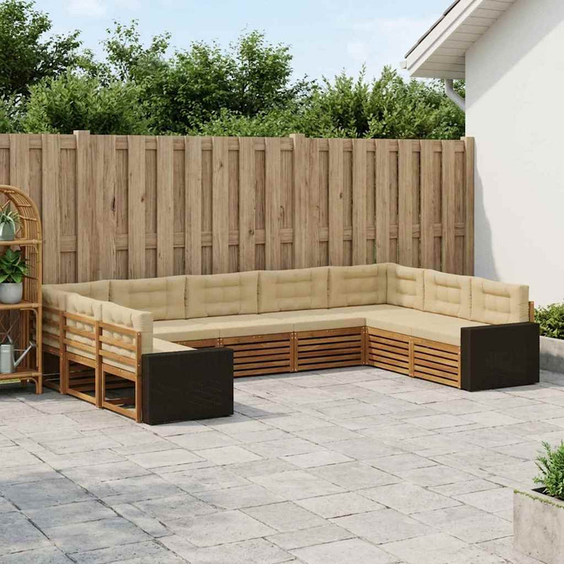 Set de canapele de exterior 9 buc. Natural și Bej