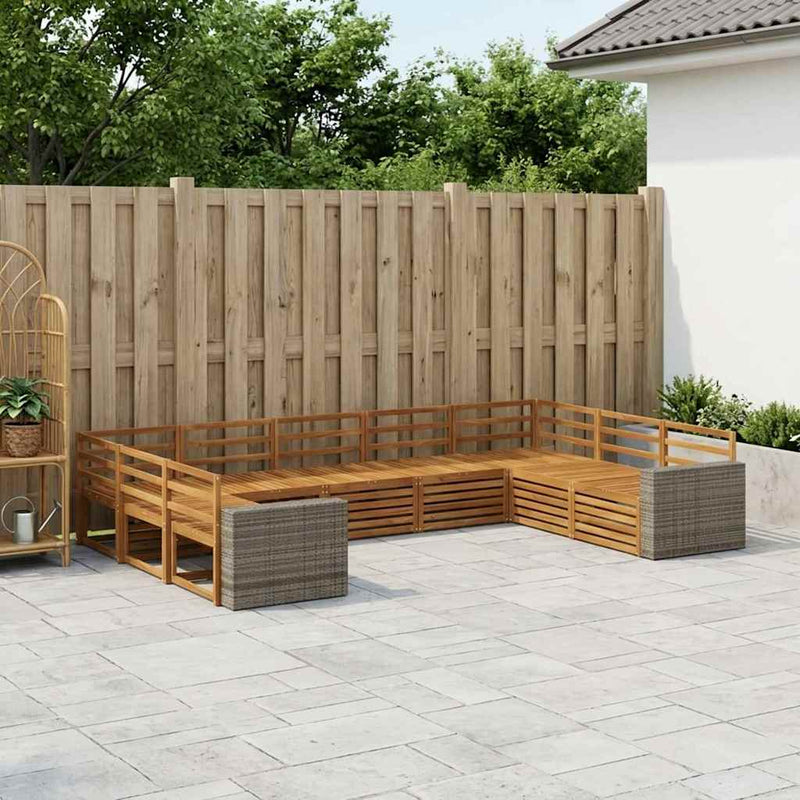 Set de canapele de exterior 9 buc. natural Lemn Solid de Acacia