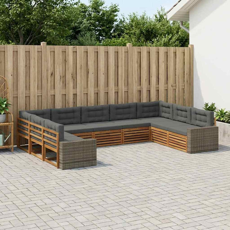 Set de canapele de exterior 9 buc. Natural și Antracit