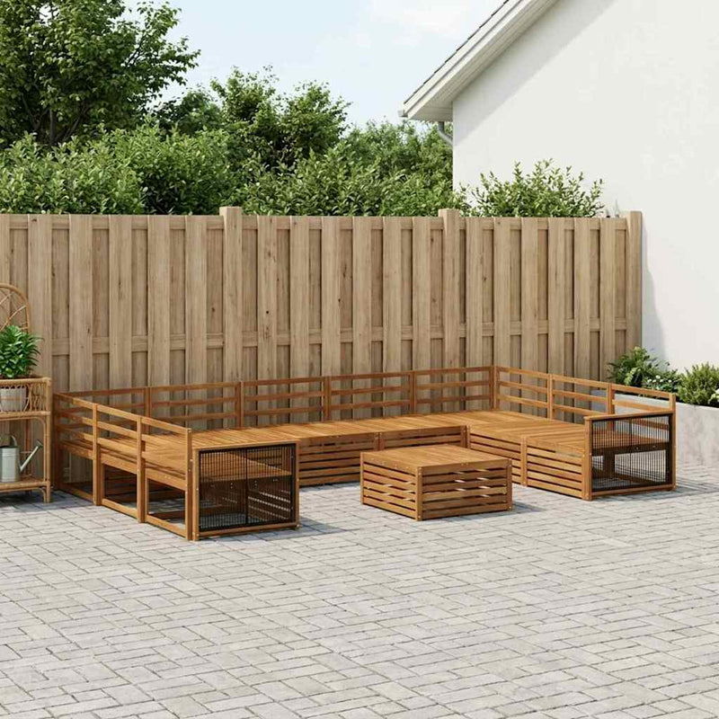 Set de canapele de exterior 10 buc. natural