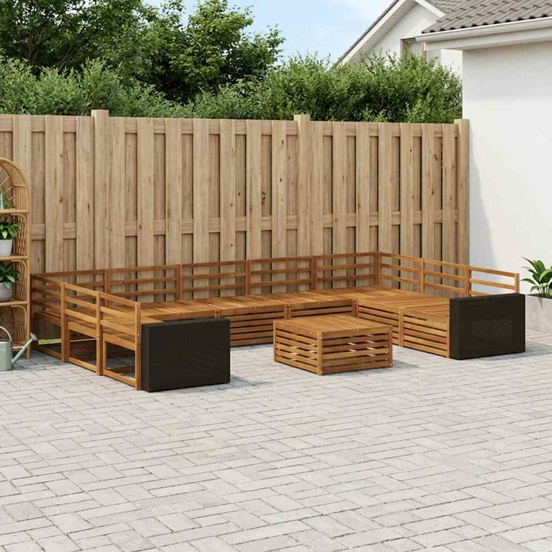 Set de canapele de exterior 10 buc. natural