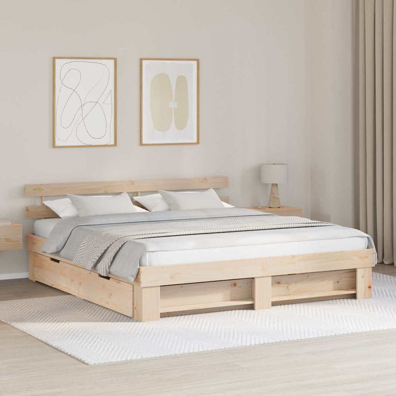 Cadru de pat cu headboard Maro 180 x 200 cm Lemn de pin masiv