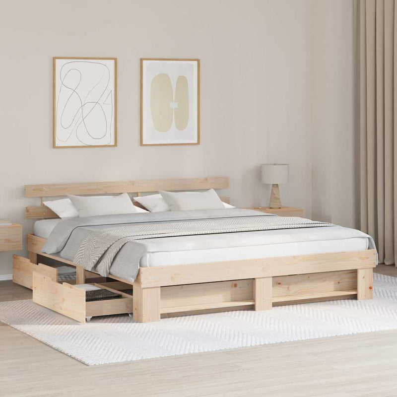 Cadru de pat cu headboard Maro 180 x 200 cm Lemn de pin masiv