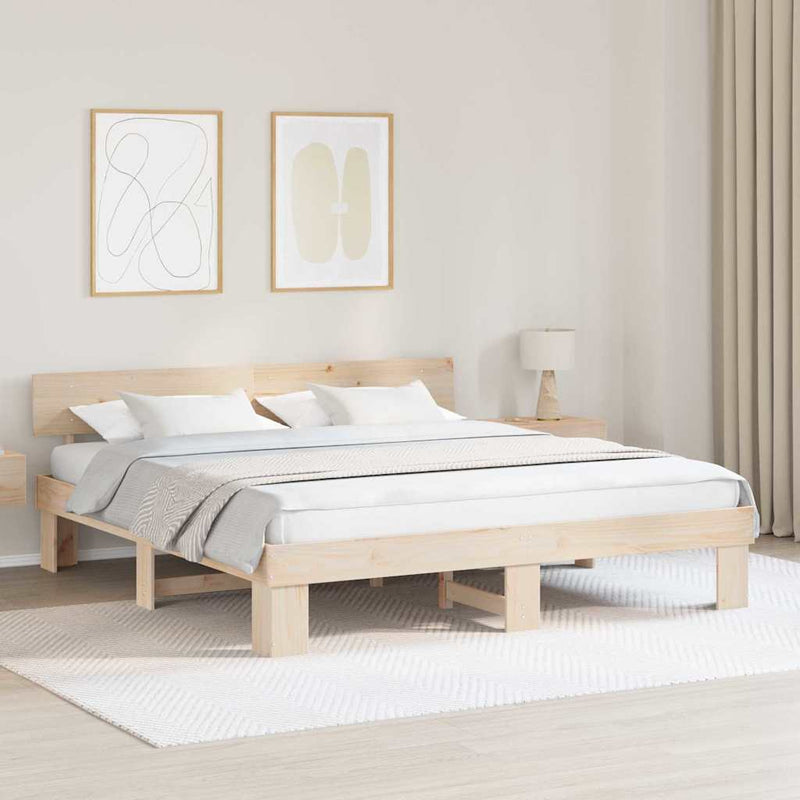 Cadru de pat cu headboard Maro 200 x 200 cm Lemn de pin masiv