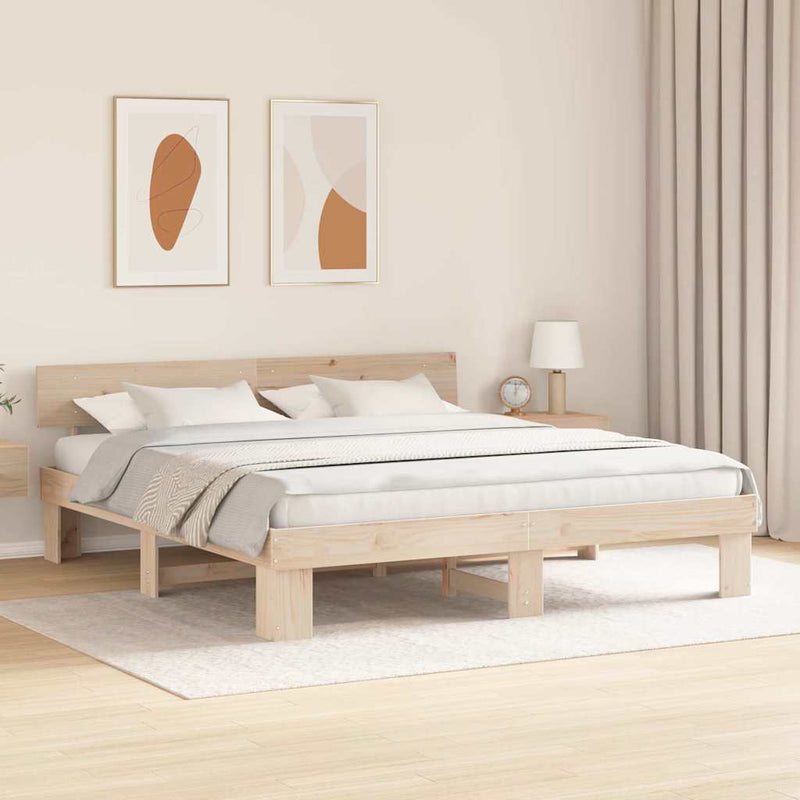 Cadru de pat cu headboard Maro 200 x 200 cm Lemn de pin masiv