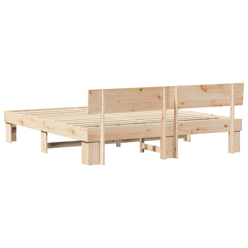 Cadru de pat cu headboard Maro 200 x 200 cm Lemn de pin masiv