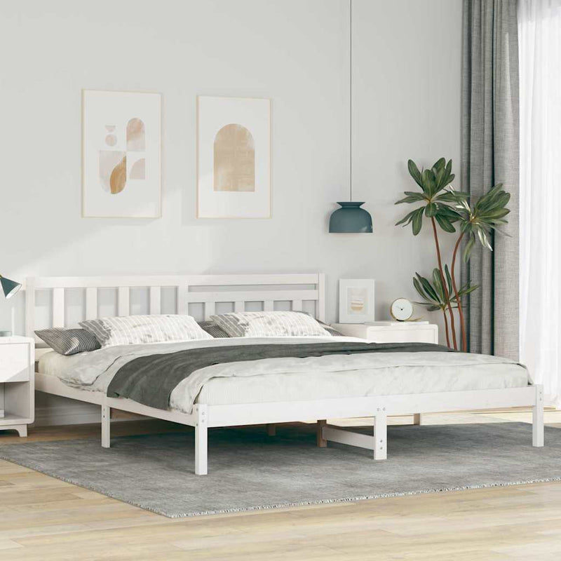 Cadru de pat cu headboard Alb 180 x 200 cm Lemn de pin masiv