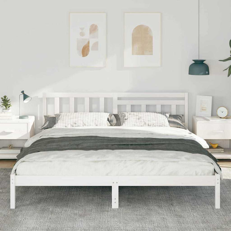 Cadru de pat cu headboard Alb 180 x 200 cm Lemn de pin masiv