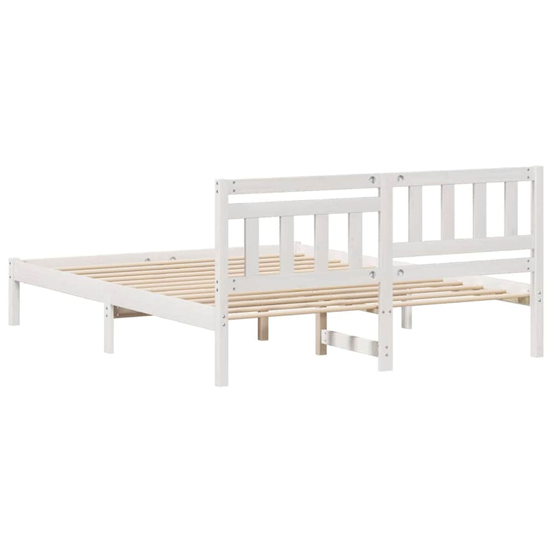 Cadru de pat cu headboard Alb 150 x 200 cm Lemn de pin masiv