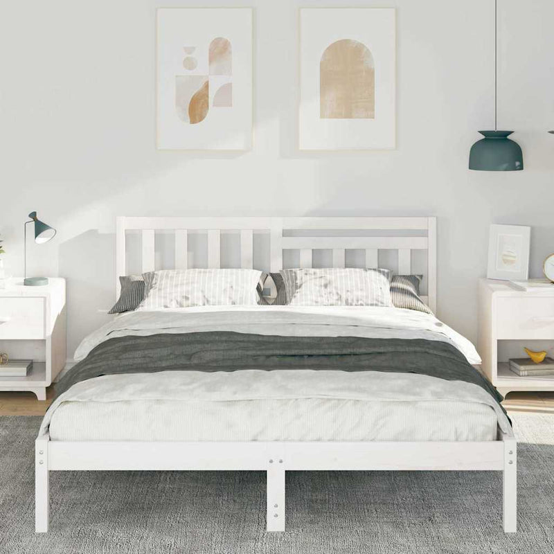Cadru de pat cu headboard Alb 140 x 200 cm Lemn de pin masiv