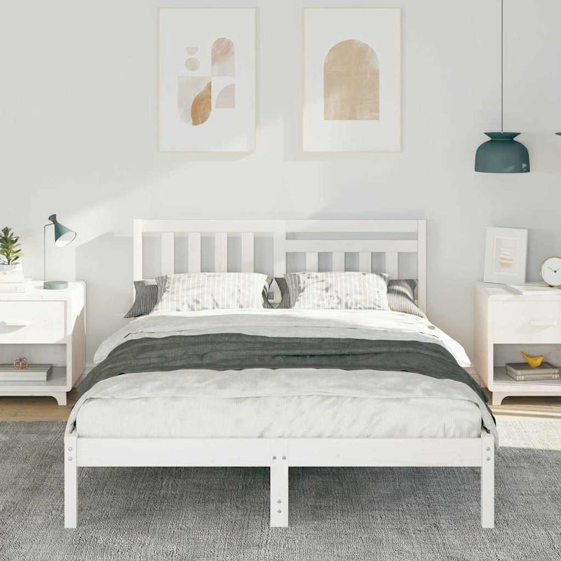 Cadru de pat cu headboard Alb 140 x 190 cm Lemn de pin masiv