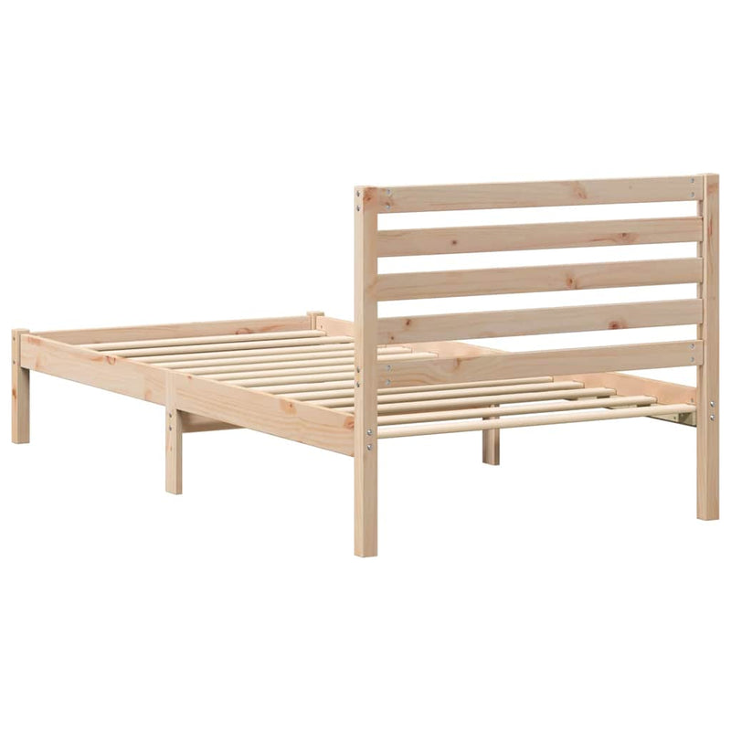 Cadru de pat cu headboard Maro 90 x 190 cm Lemn de pin masiv