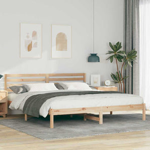 Cadru de pat cu headboard Maro 200 x 200 cm Lemn de pin masiv