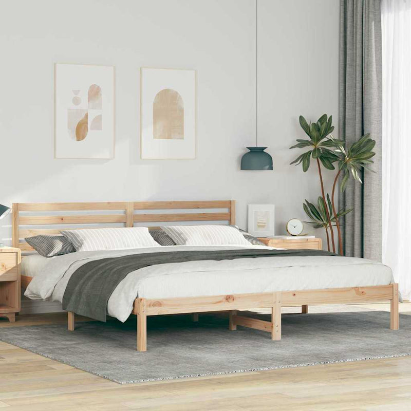 Cadru de pat cu headboard Maro 200 x 200 cm Lemn de pin masiv