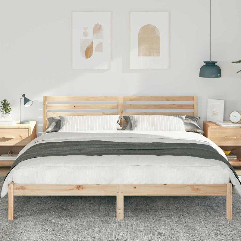 Cadru de pat cu headboard Maro 200 x 200 cm Lemn de pin masiv