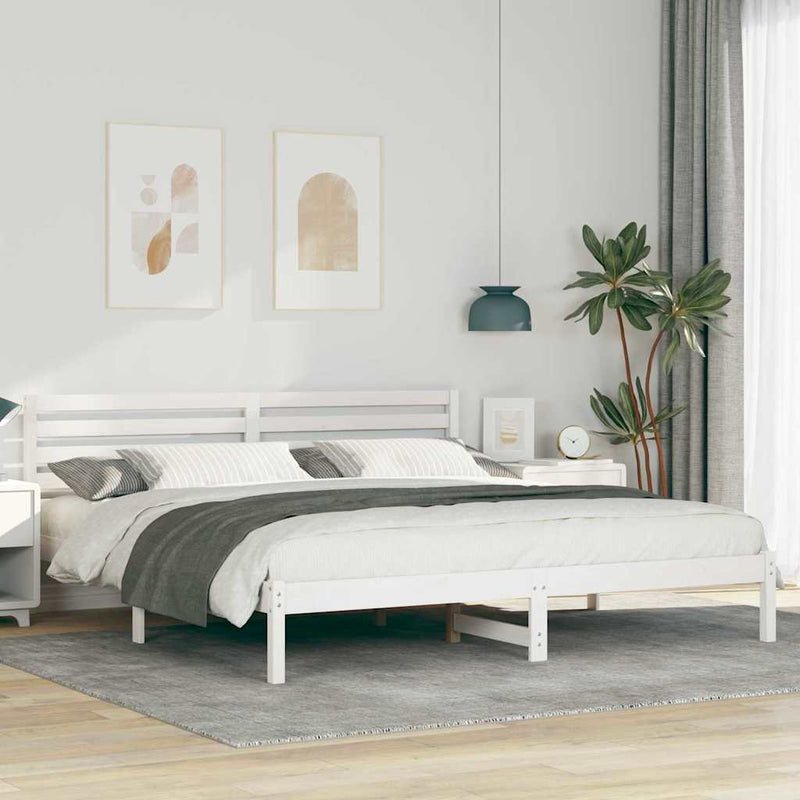 Cadru de pat cu headboard Alb 200 x 200 cm Lemn de pin masiv