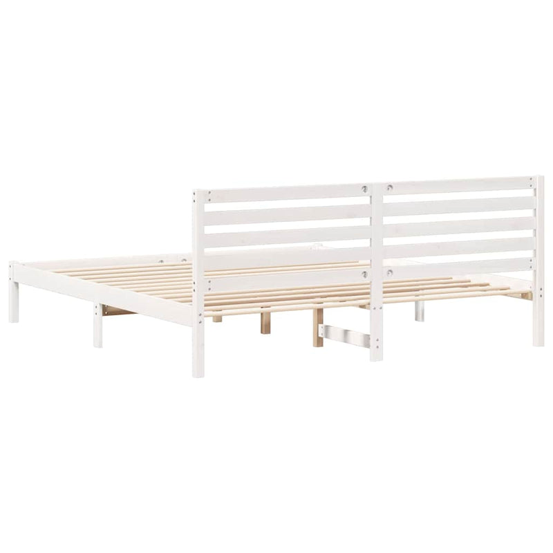 Cadru de pat cu headboard Alb 200 x 200 cm Lemn de pin masiv