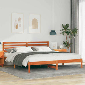 Cadru de pat Maroniu cerat 200 x 200 cm Lemn de pin masiv