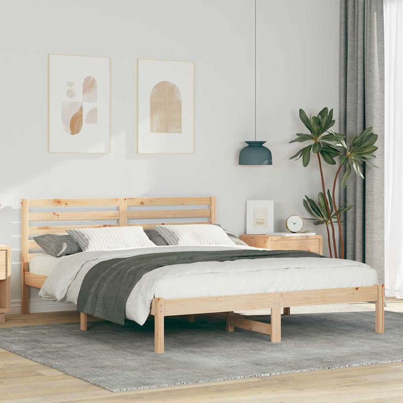 Cadru de pat cu headboard Maro 140 x 200 cm Lemn de pin masiv