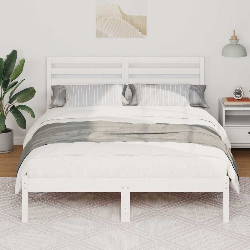 Cadru de pat cu headboard Alb 120 x 200 cm Lemn de pin masiv