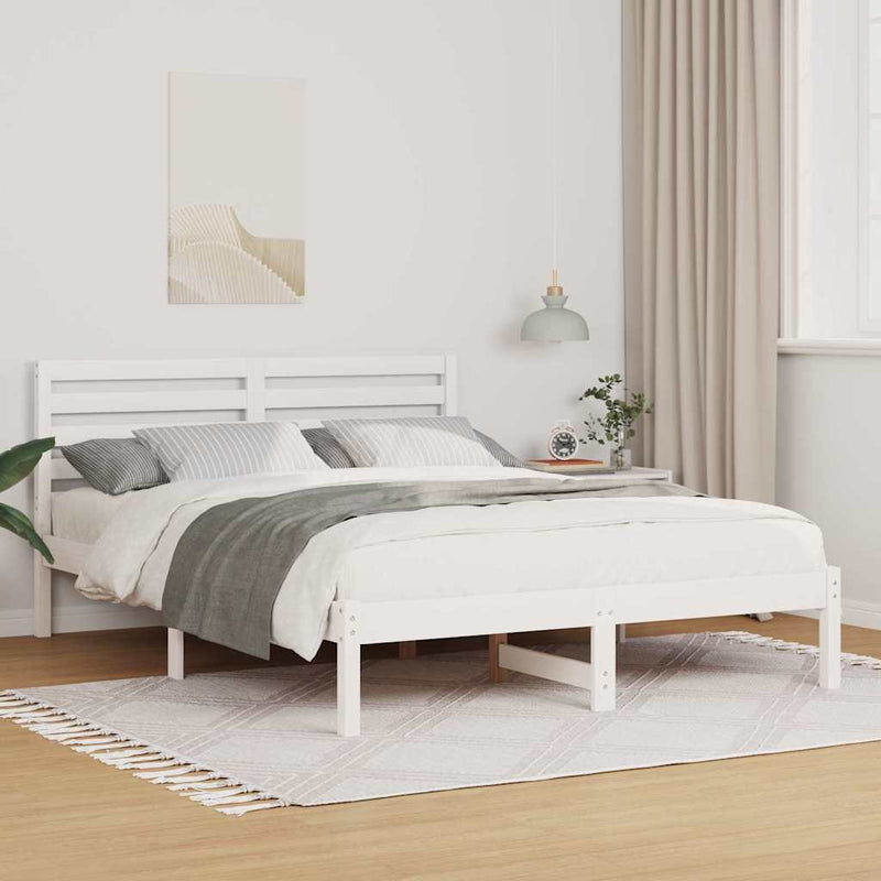 Cadru de pat cu headboard Alb 120 x 190 cm Lemn de pin masiv