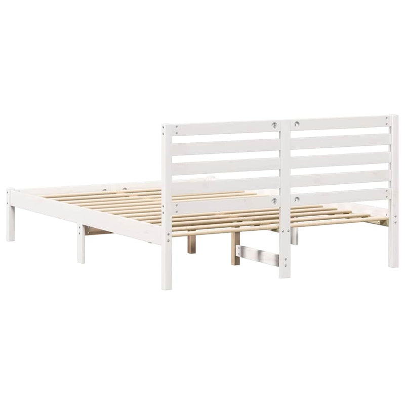 Cadru de pat cu headboard Alb 120 x 190 cm Lemn de pin masiv