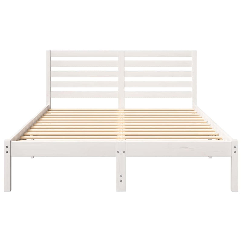 Cadru de pat cu headboard Alb 120 x 190 cm Lemn de pin masiv