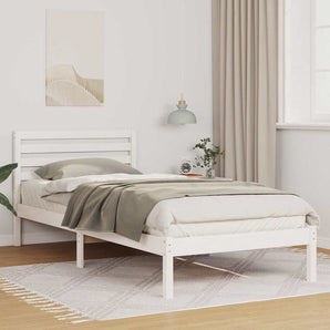 Cadru de pat cu headboard Alb 90 x 210 cm Lemn de pin masiv