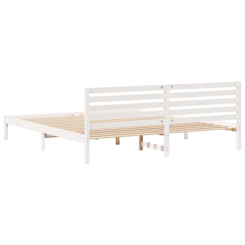 Cadru de pat cu headboard Alb 180 x 210 cm Lemn de pin masiv