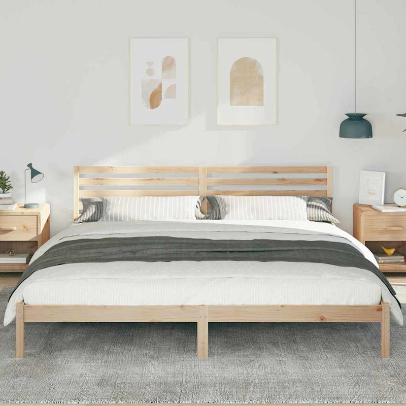 Cadru de pat cu headboard Maro 200 x 210 cm Lemn de pin masiv