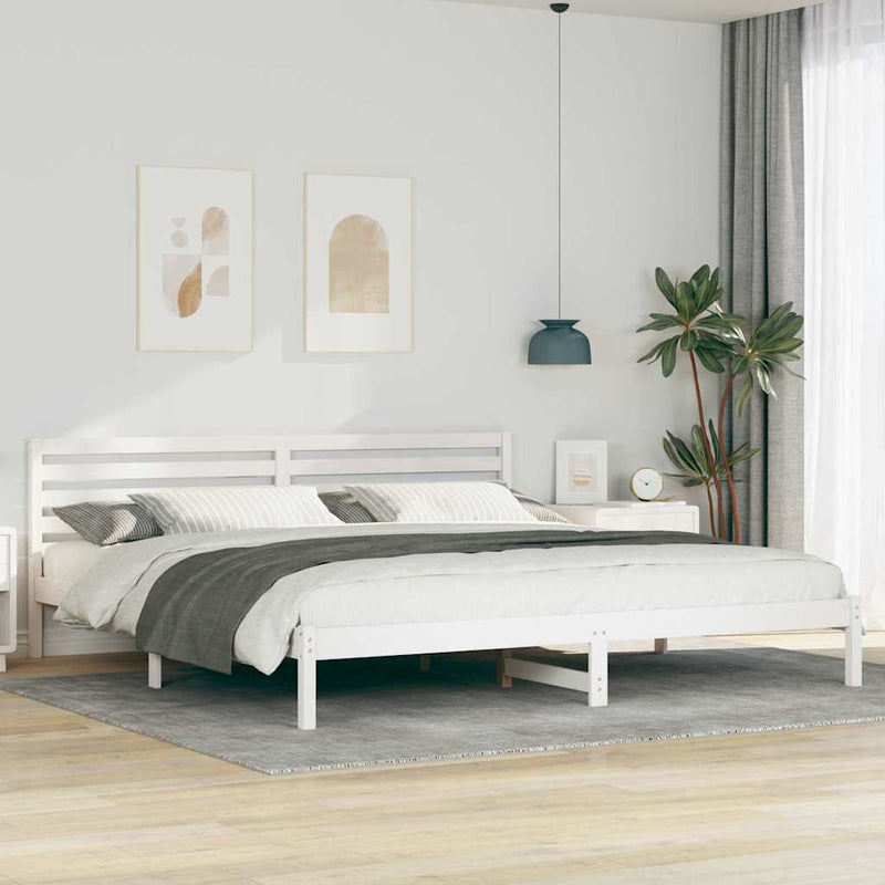 Cadru de pat cu headboard Alb 200 x 210 cm Lemn de pin masiv
