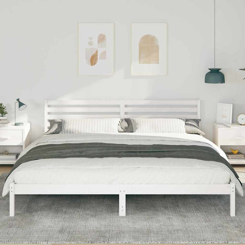 Cadru de pat cu headboard Alb 200 x 210 cm Lemn de pin masiv