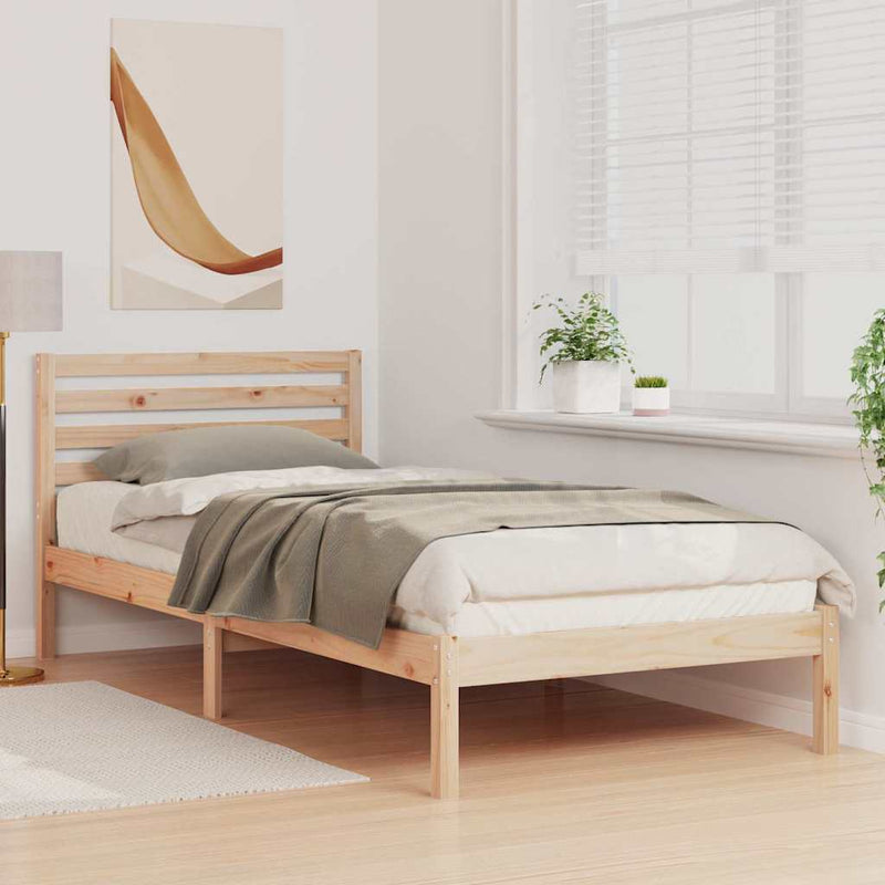 Cadru de pat cu headboard Maro 80 x 220 cm Lemn de pin masiv
