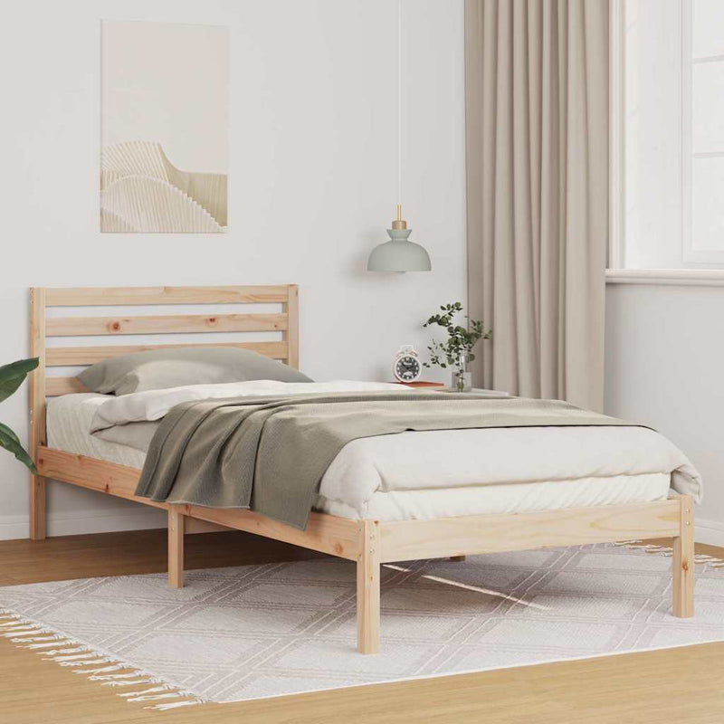 Cadru de pat cu headboard Maro 100 x 220 cm Lemn de pin masiv