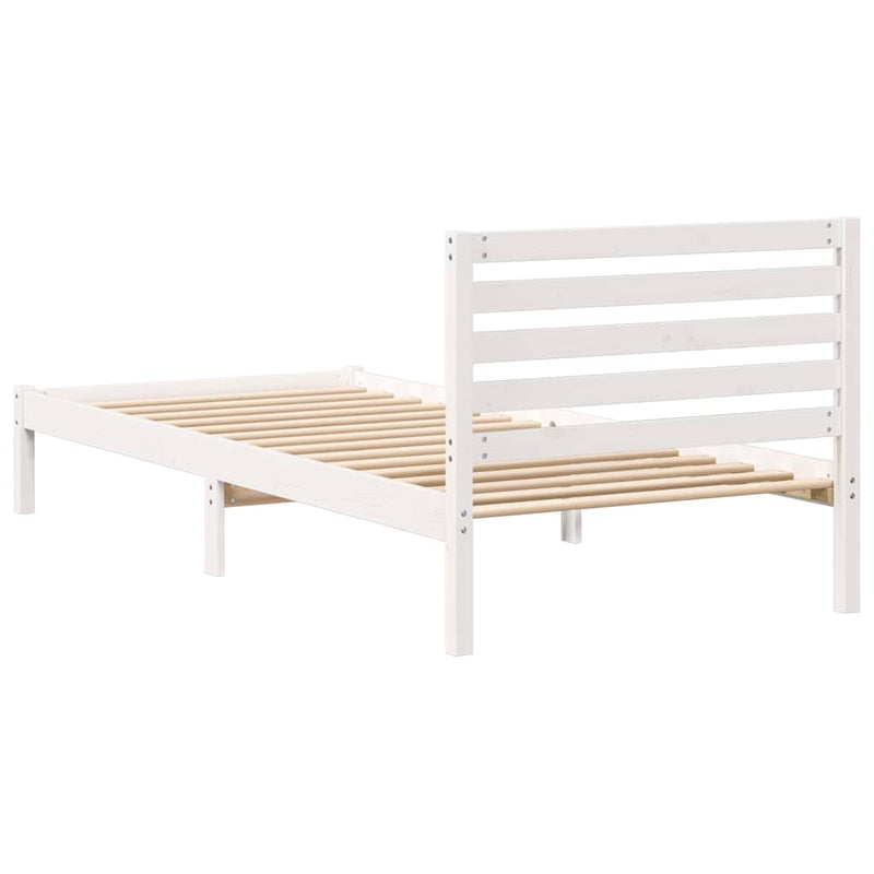 Cadru de pat cu headboard Alb 100 x 220 cm Lemn de pin masiv