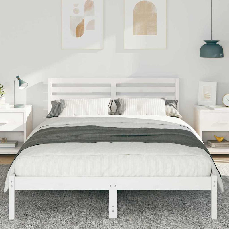 Cadru de pat cu headboard Alb 140 x 220 cm Lemn de pin masiv