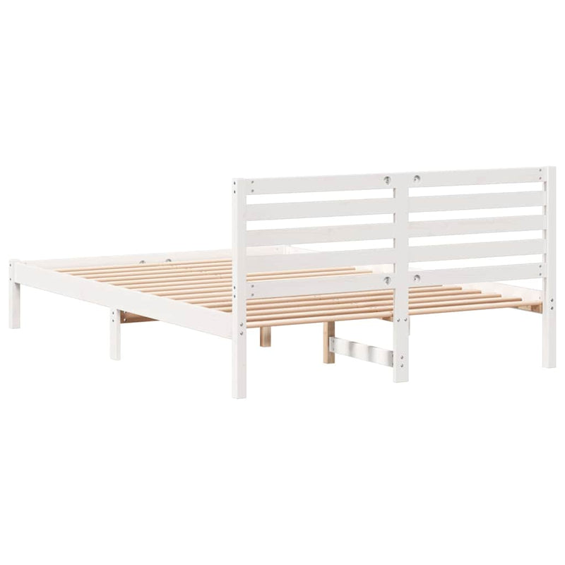 Cadru de pat cu headboard Alb 140 x 220 cm Lemn de pin masiv